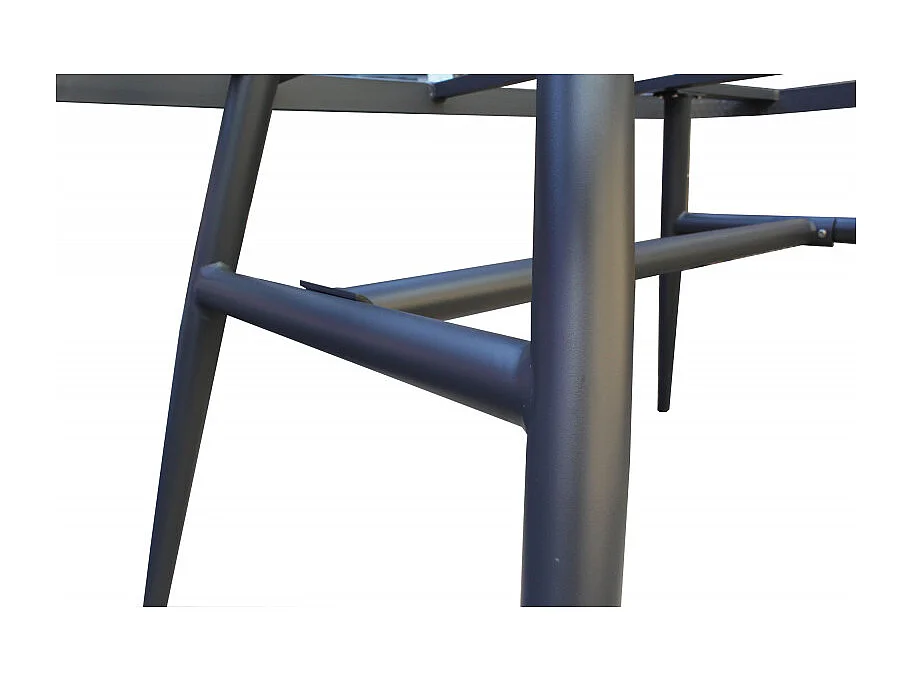 Table de jardin 160 cm métal gris plateau verre 6 places - PACIFIC