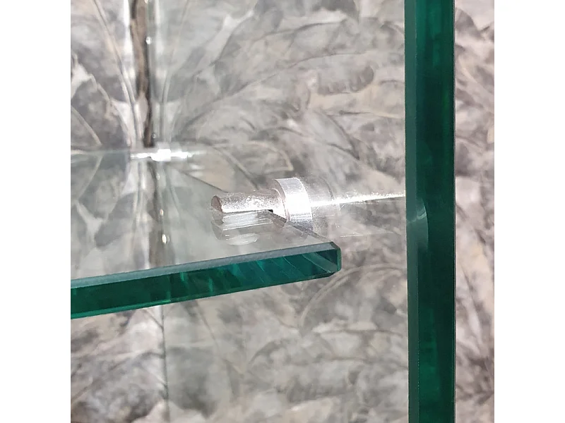 Console rectangulaire L. 125 cm verre trempé et étagère vitrée - ICE