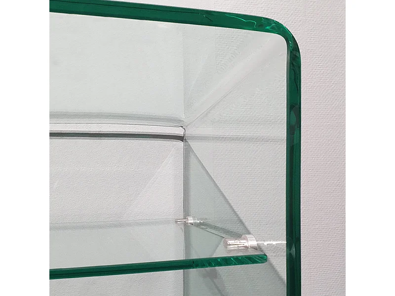 Console rectangulaire L. 125 cm verre trempé et étagère vitrée - ICE