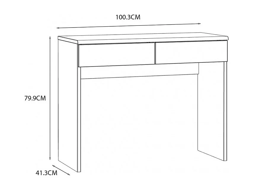 Coiffeuse décor bois clair 2 tiroirs gris anthracite – ANASTASIA
