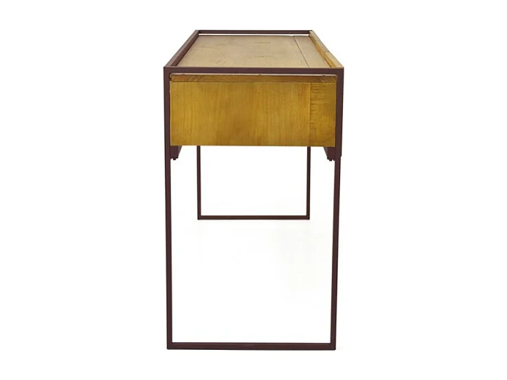 Console 133 cm 3 tiroirs en bois de pin et métal marron - LINEA