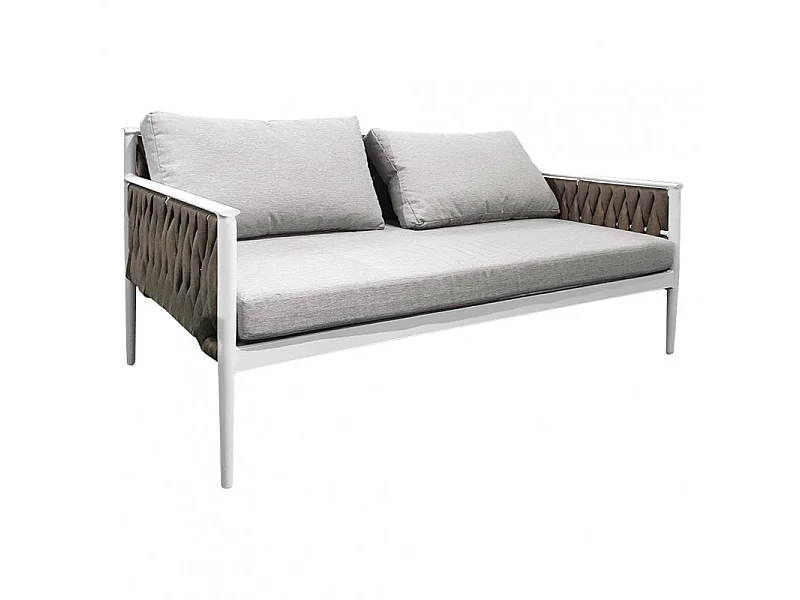 Canapé bas 2 places de jardin en aluminium et textilène tressé - CAMI