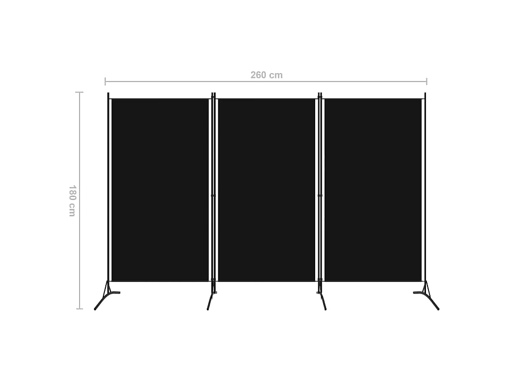 Cloison de séparation 3 panneaux Noir 260x180