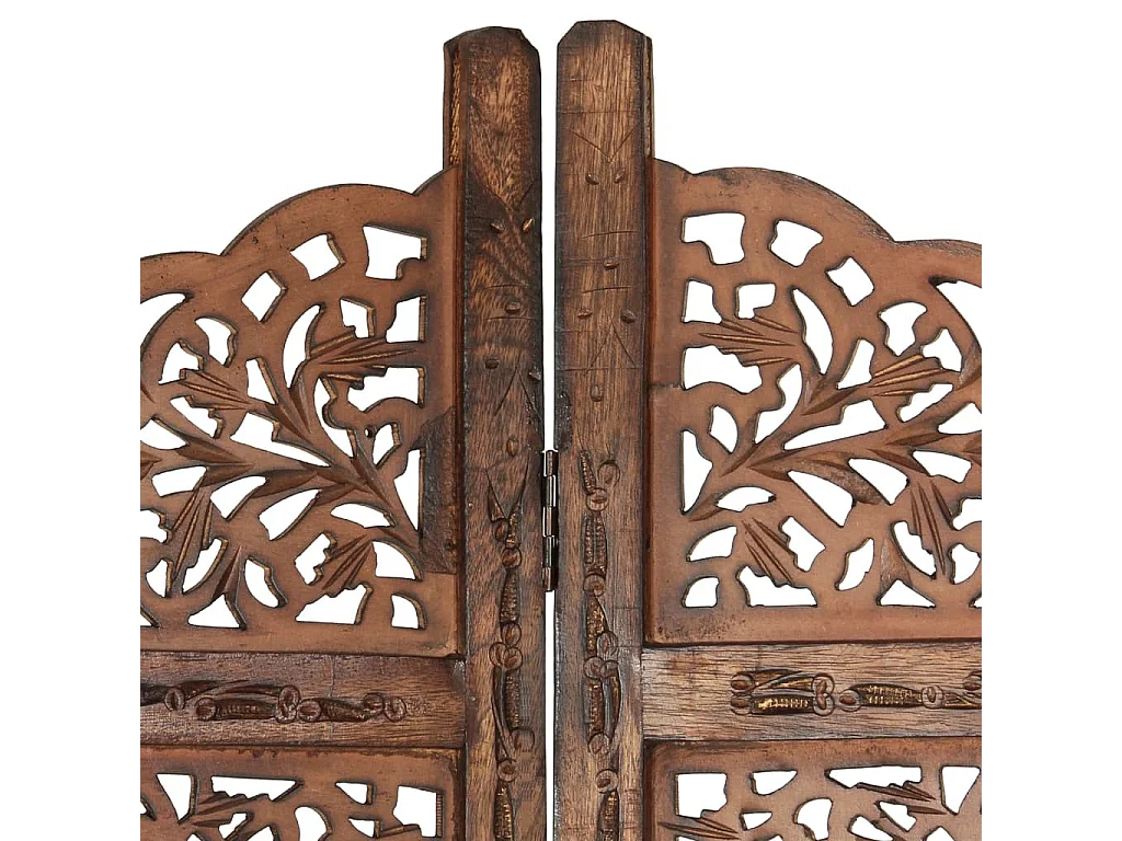 Cloison de séparation 4 panneaux Marron 160x165 Bois manguier