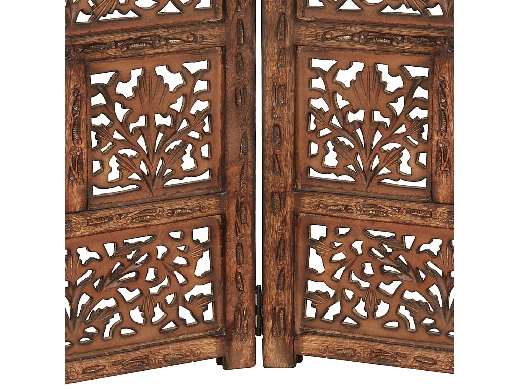 Cloison de séparation 4 panneaux Marron 160x165 Bois manguier