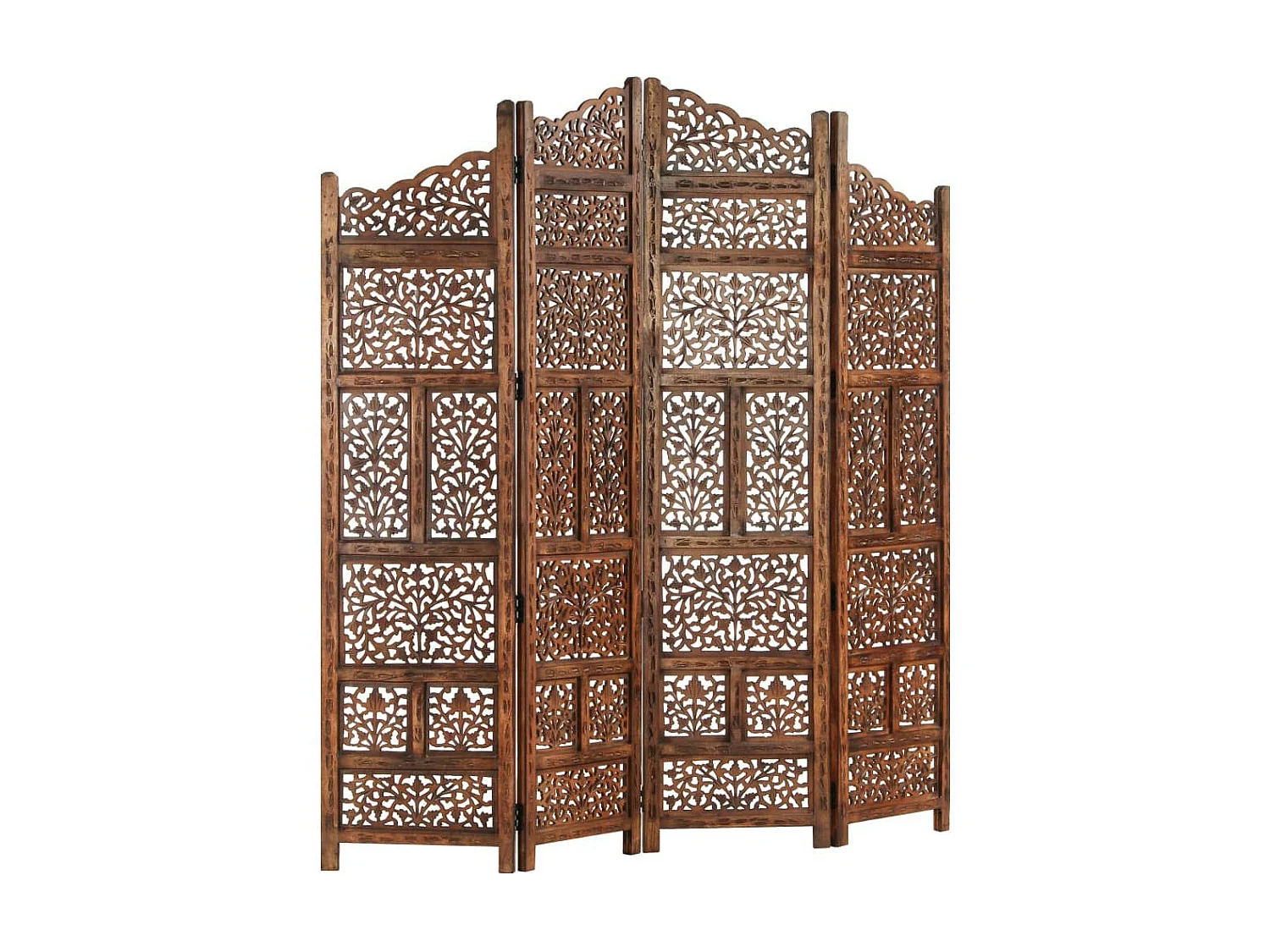 Cloison de séparation 4 panneaux Marron 160x165 Bois manguier