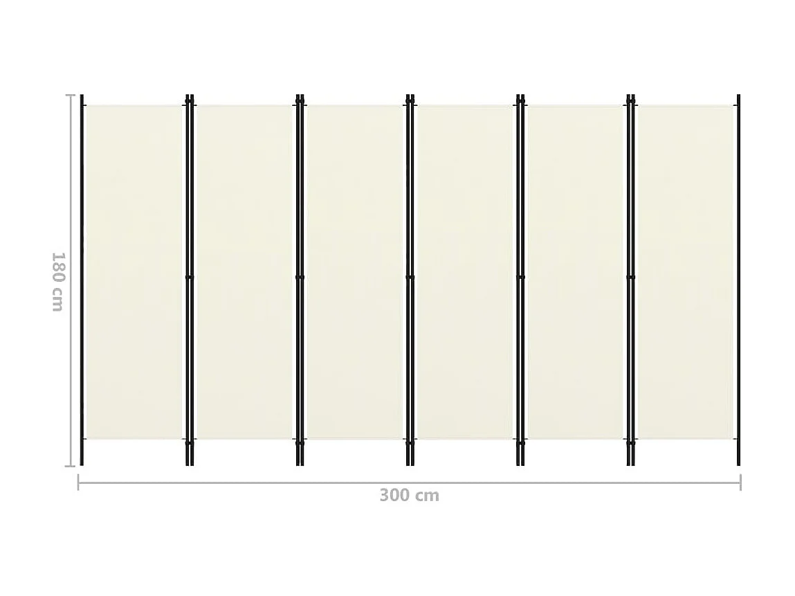 Cloison de séparation 6 panneaux Blanc crème 300x180