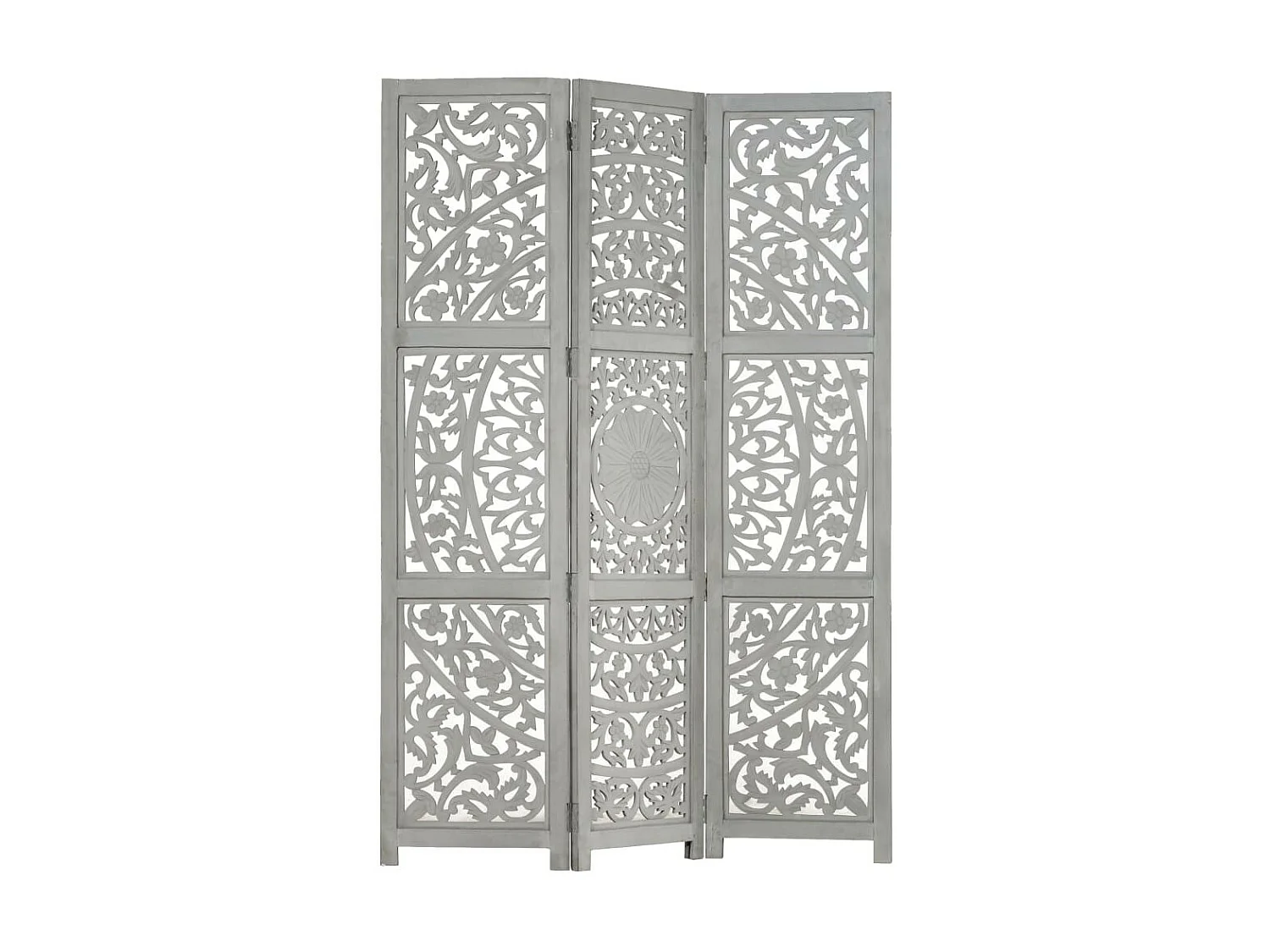 Cloison de séparation 3 panneaux Gris 120x165 Bois manguier 2