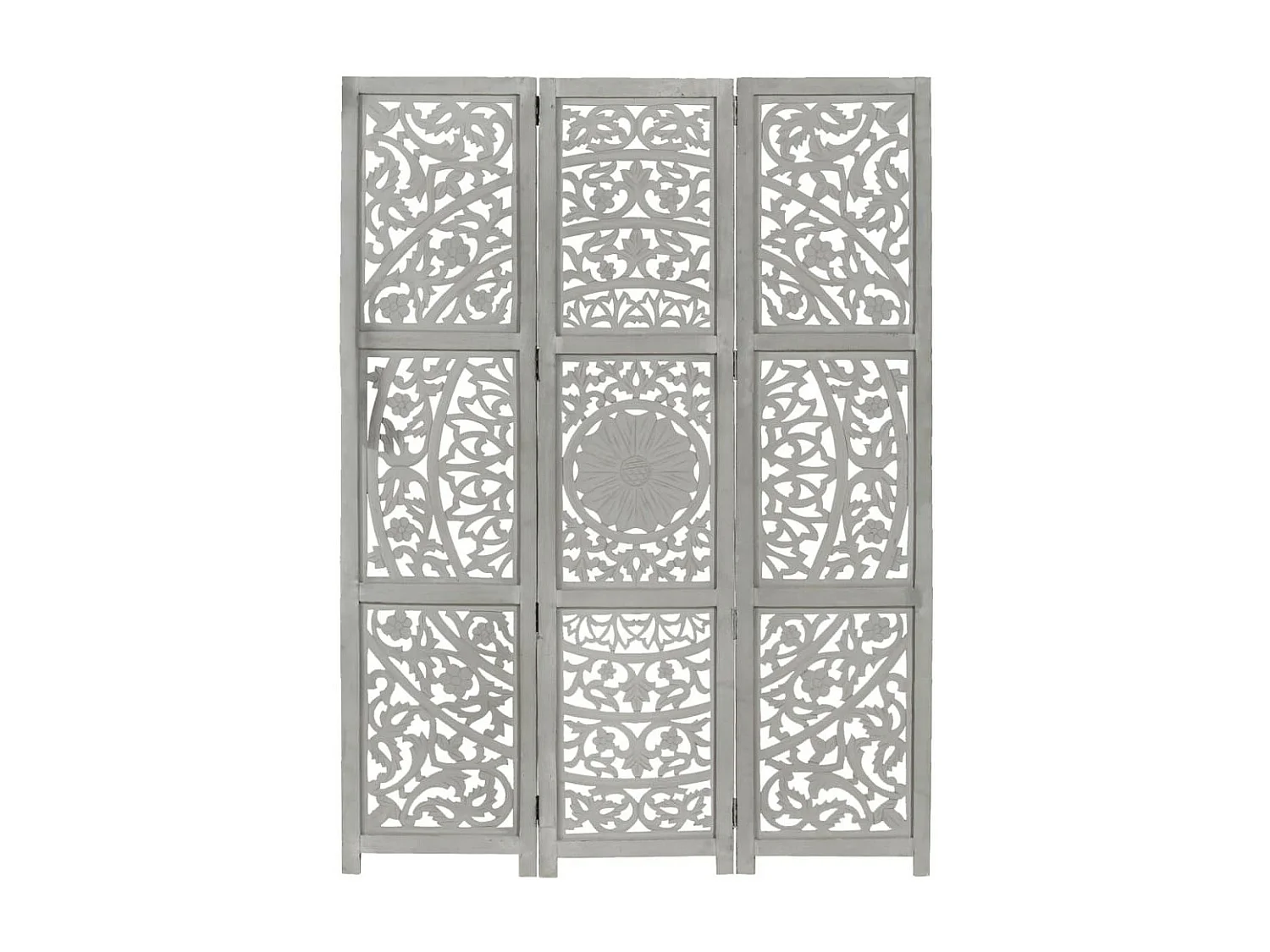 Cloison de séparation 3 panneaux Gris 120x165 Bois manguier 2