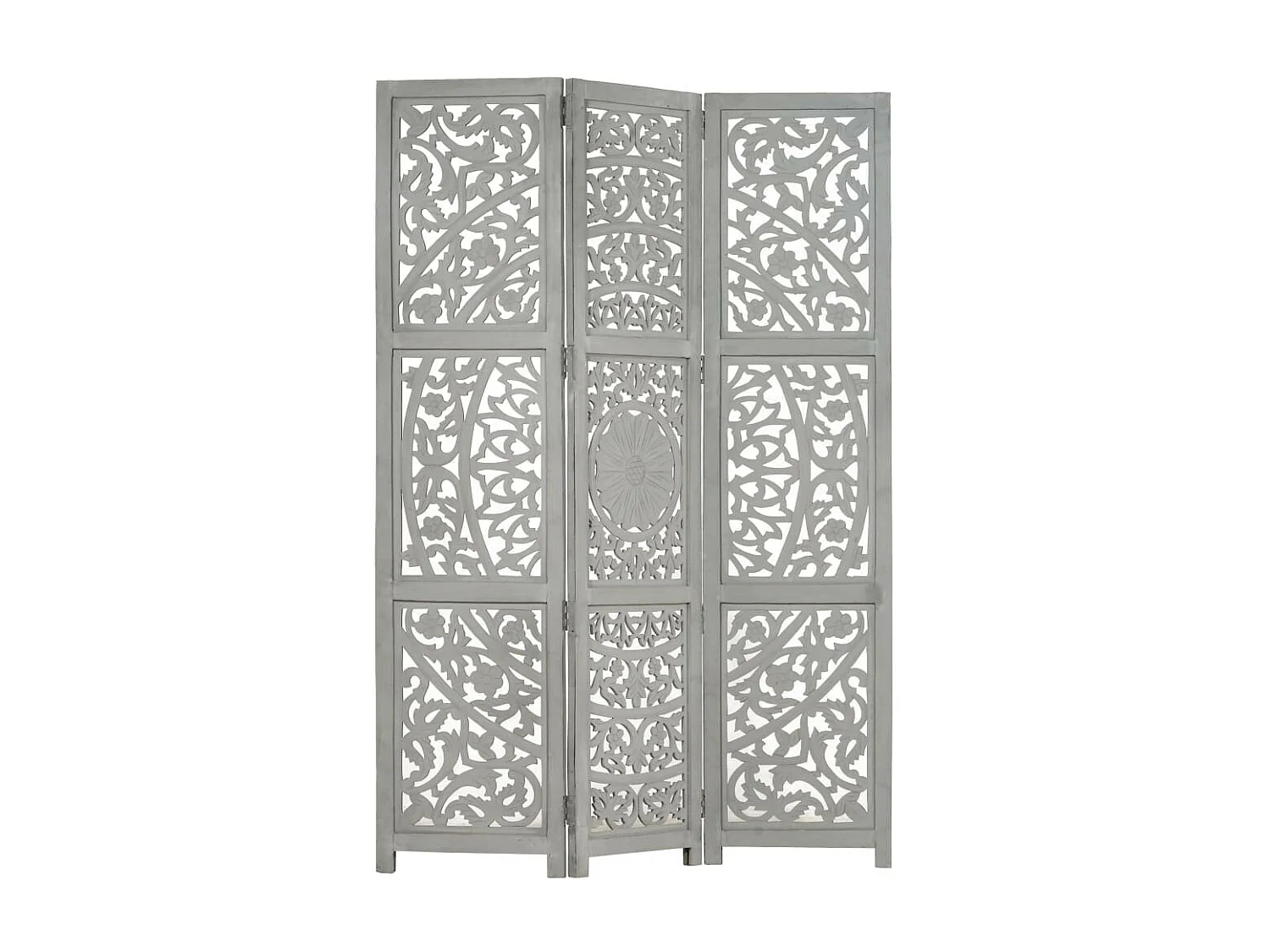 Cloison de séparation 3 panneaux Gris 120x165 Bois manguier 2