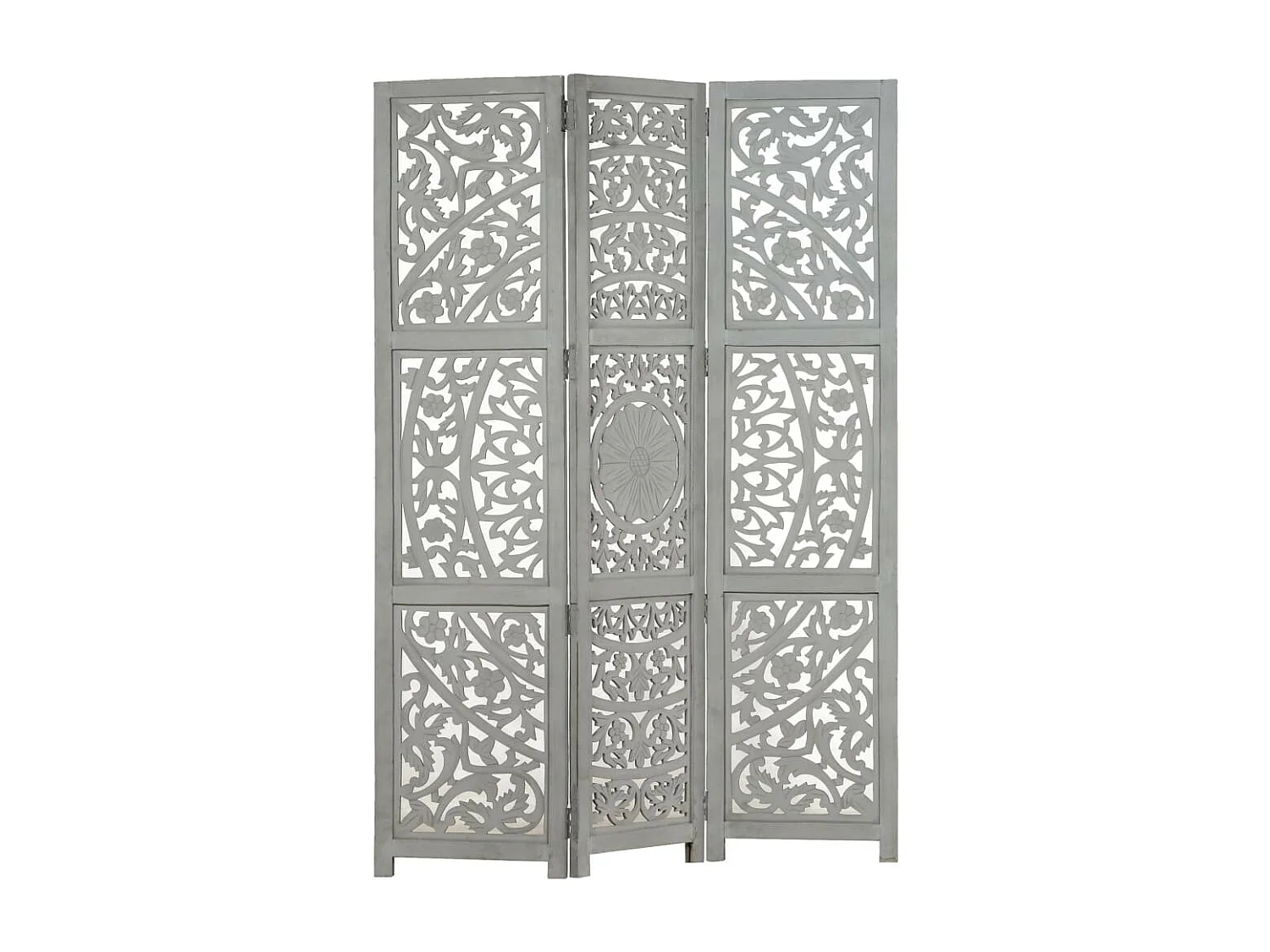 Cloison de séparation 3 panneaux Gris 120x165 Bois manguier 2