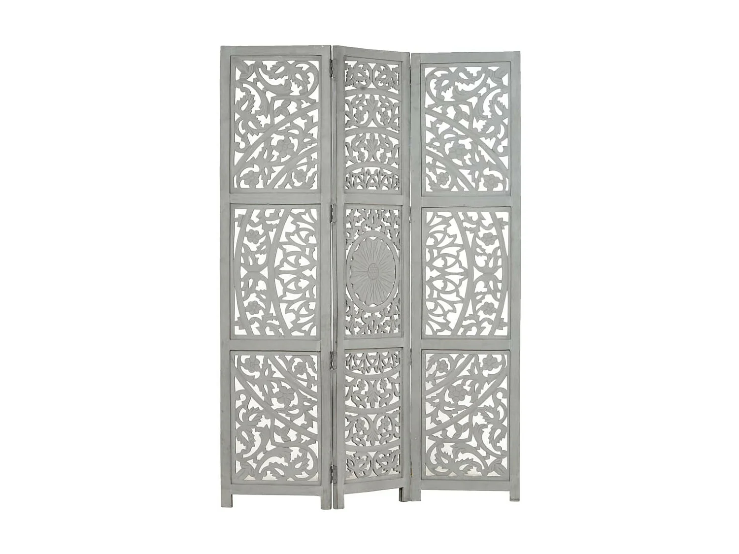 Cloison de séparation 3 panneaux Gris 120x165 Bois manguier 2