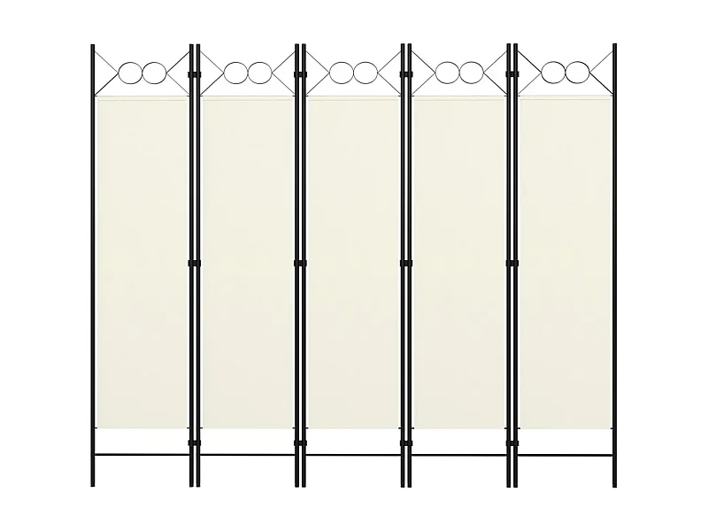 Cloison de séparation 5 panneaux Blanc crème 200x180