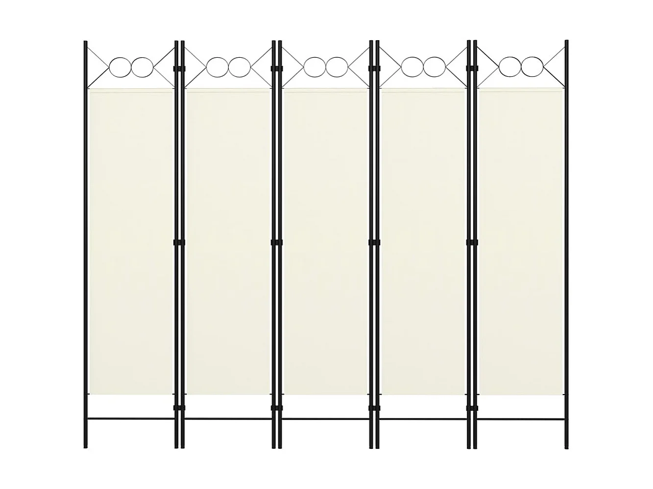 Cloison de séparation 5 panneaux Blanc crème 200x180