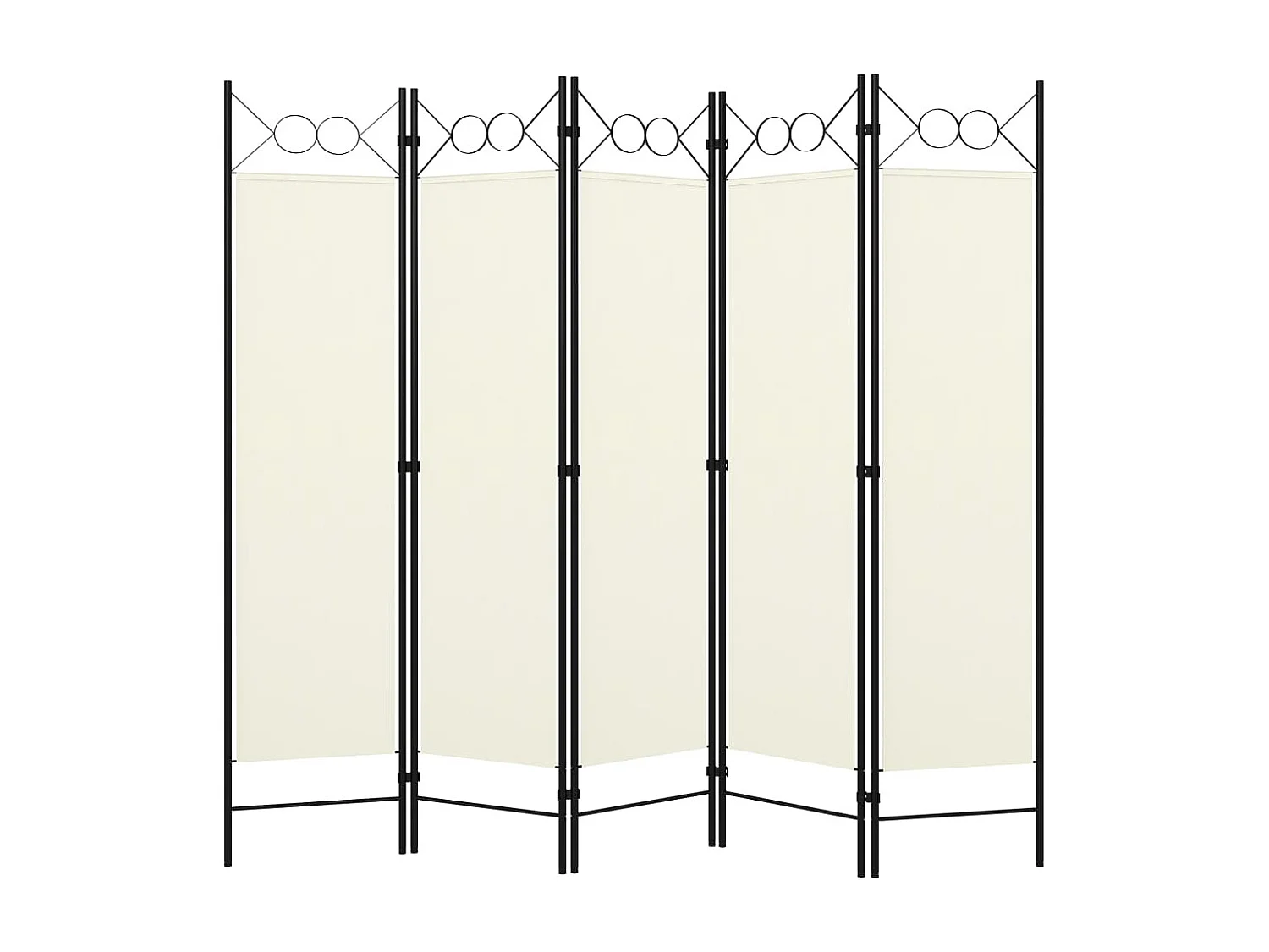 Cloison de séparation 5 panneaux Blanc crème 200x180