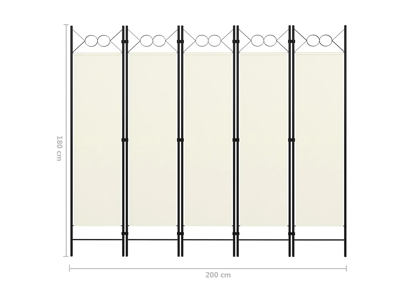 Cloison de séparation 5 panneaux Blanc crème 200x180