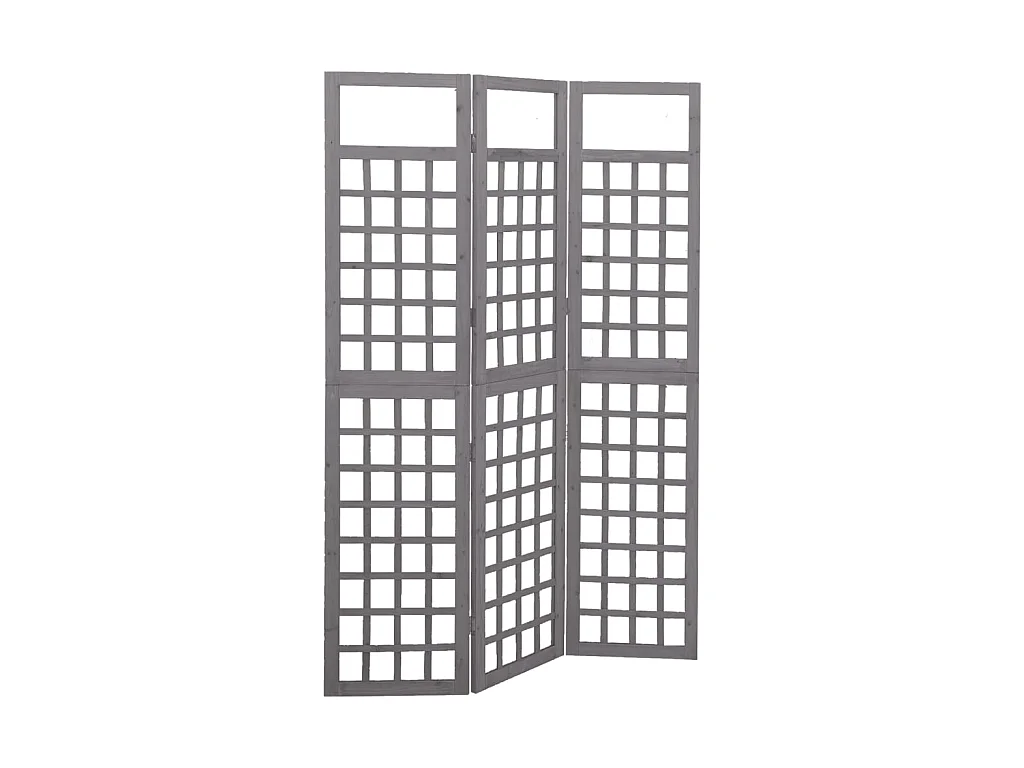Cloison de séparation à 3 panneaux Bois de pin Gris 121x180