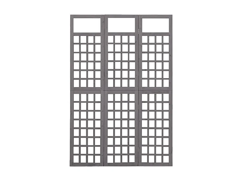 Cloison de séparation à 3 panneaux Bois de pin Gris 121x180