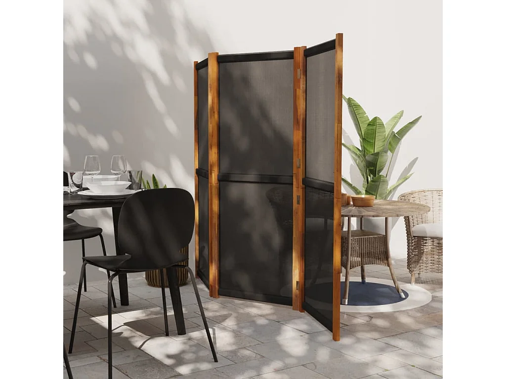 Cloison de séparation 3 panneaux Noir 210x180