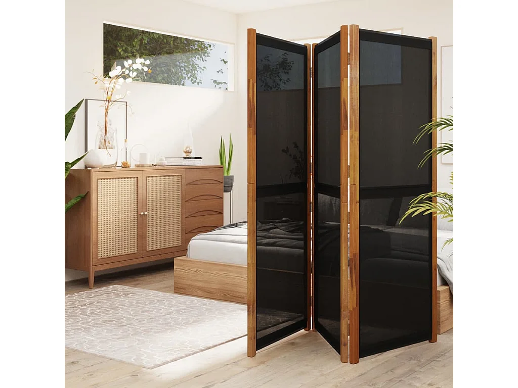 Cloison de séparation 3 panneaux Noir 210x180