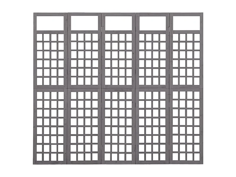 Cloison de séparation à 5 panneaux Bois de pin Gris 201,5x180