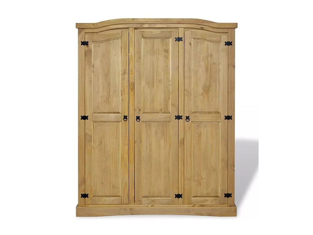 Armoire 3 portes pin massif naturel Mexica