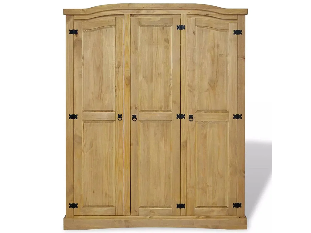 Armoire 3 portes pin massif naturel Mexica