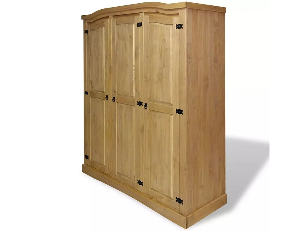 Armoire 3 portes pin massif naturel Mexica