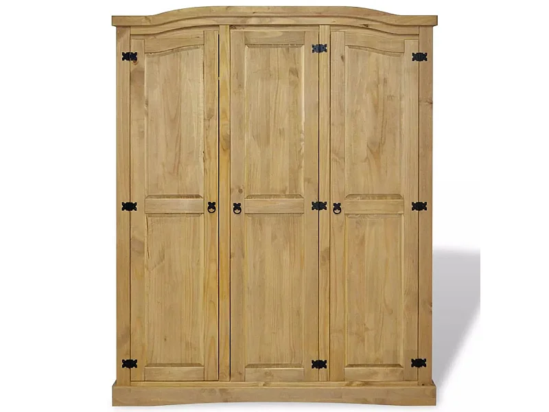 Armoire 3 portes pin massif naturel Mexica