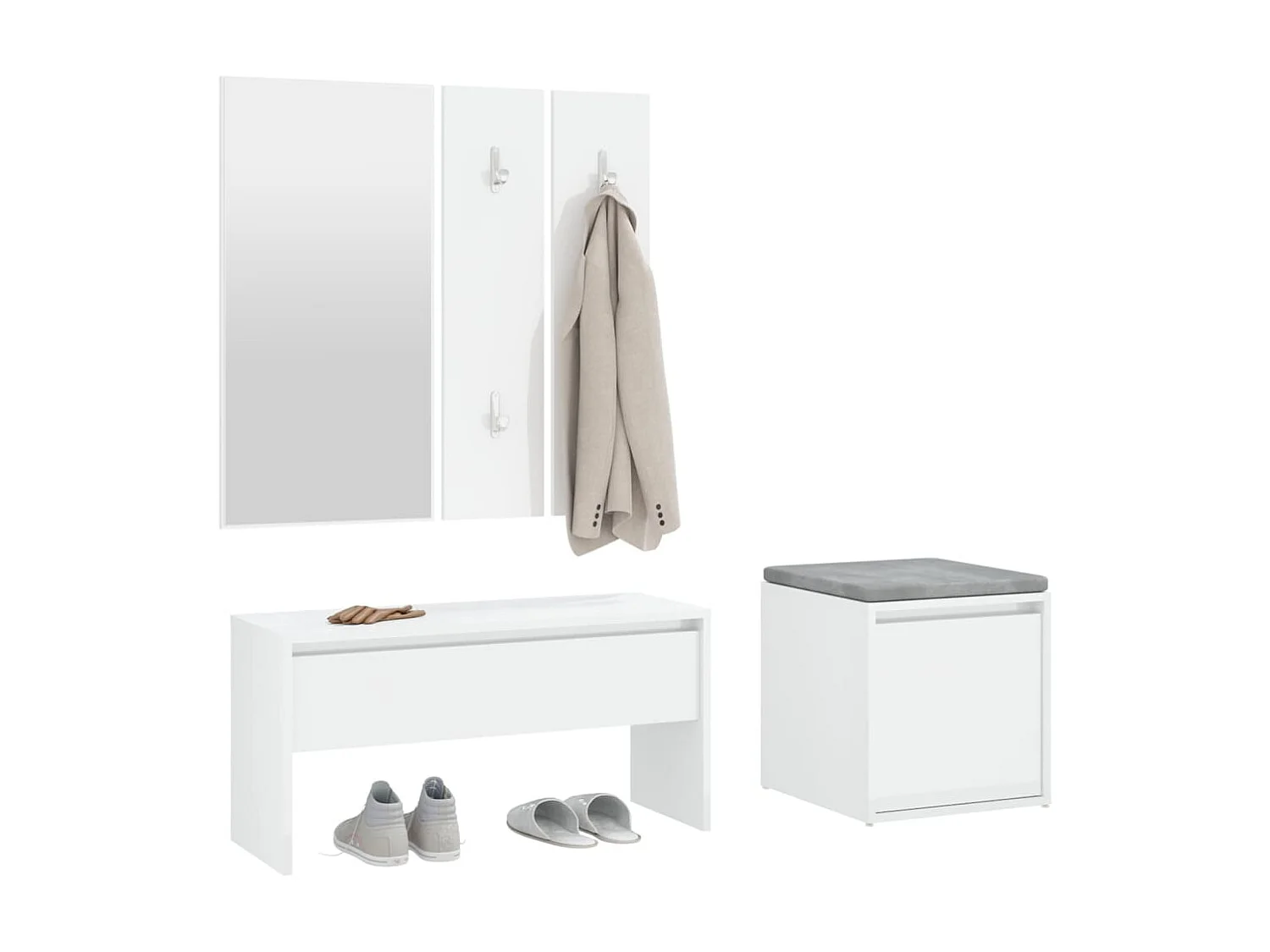 Ensemble de meubles de couloir Blanc brillant Bois d'ingénierie