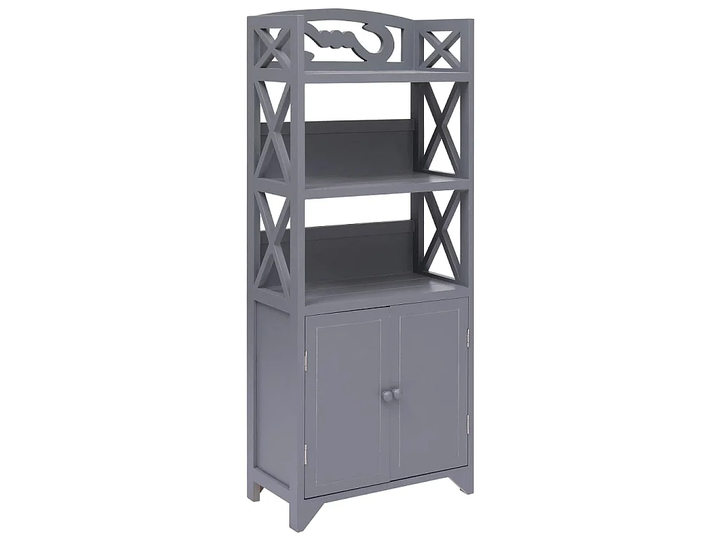 Armoire de salle de bain Gris 46x24x116 Bois de Paulownia