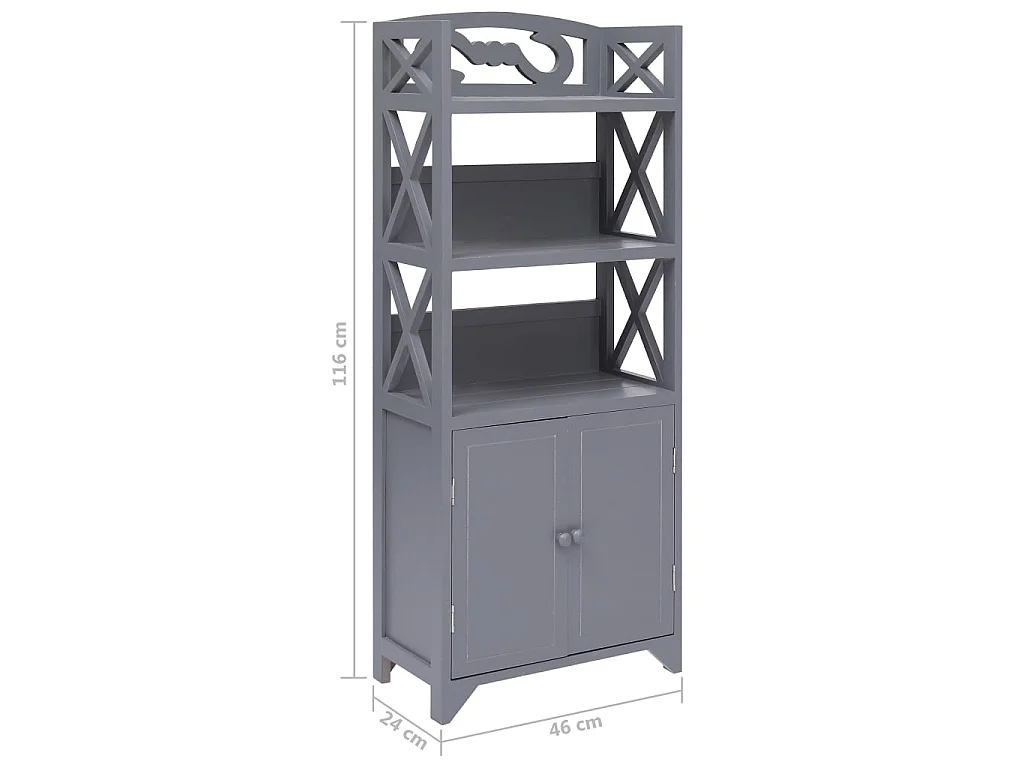 Armoire de salle de bain Gris 46x24x116 Bois de Paulownia