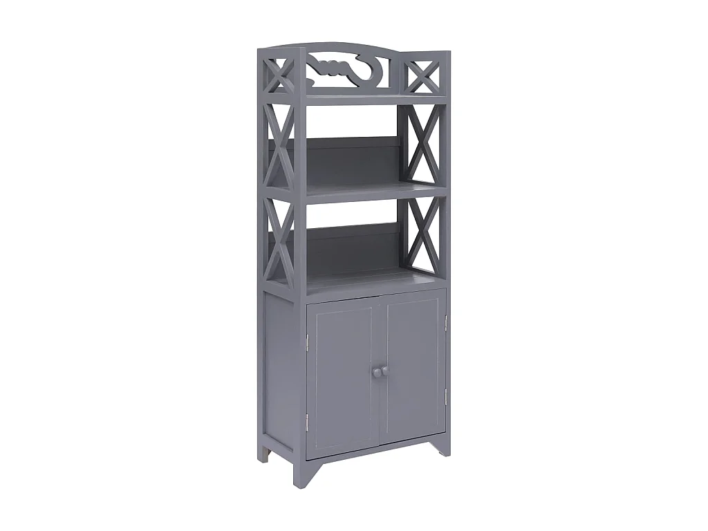 Armoire de salle de bain Gris 46x24x116 Bois de Paulownia