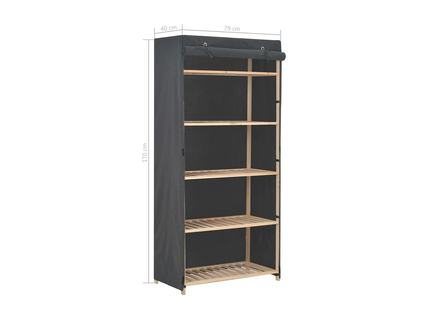 Garde-robe Gris 79 x 40x170 Tissu 2