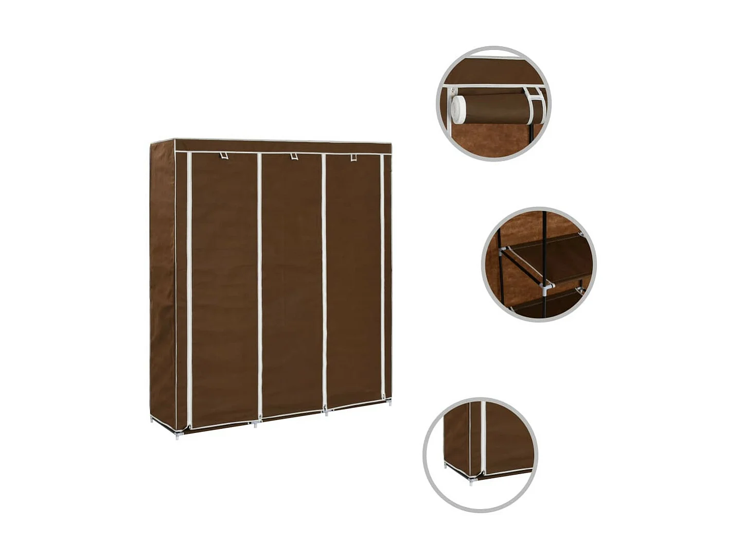 Armoire avec compartiments et barres Marron 150x45x175 Tissu