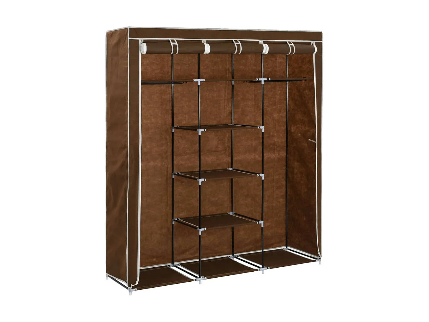 Armoire avec compartiments et barres Marron 150x45x175 Tissu