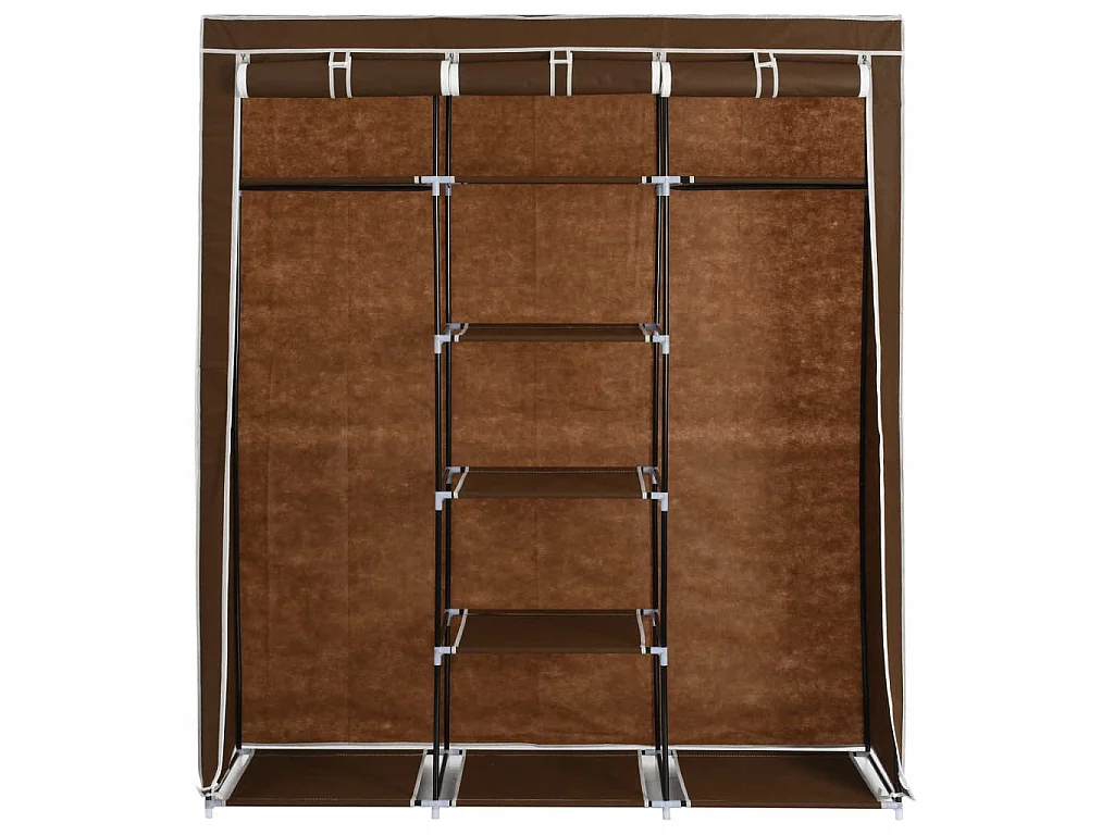 Armoire avec compartiments et barres Marron 150x45x175 Tissu