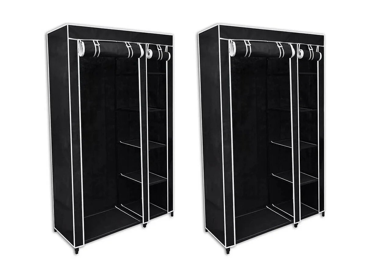 Garde-robe en tissu 2 pcs Noir