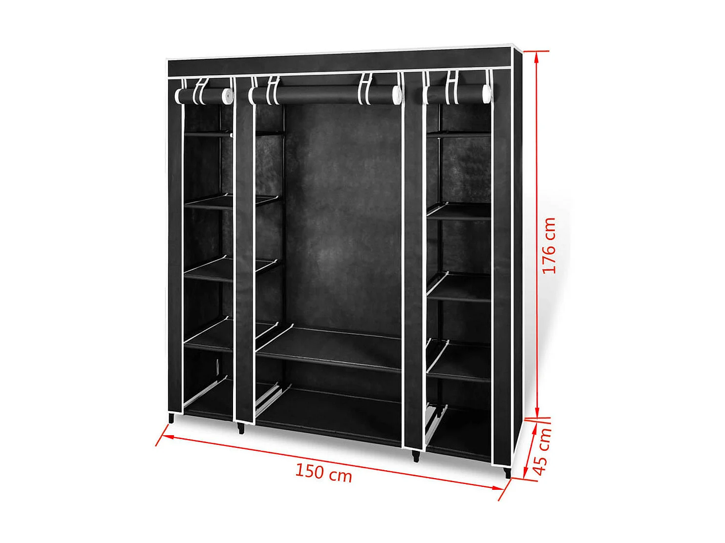 Armoire avec compartiments et tiges 45 x 150x176 Noir