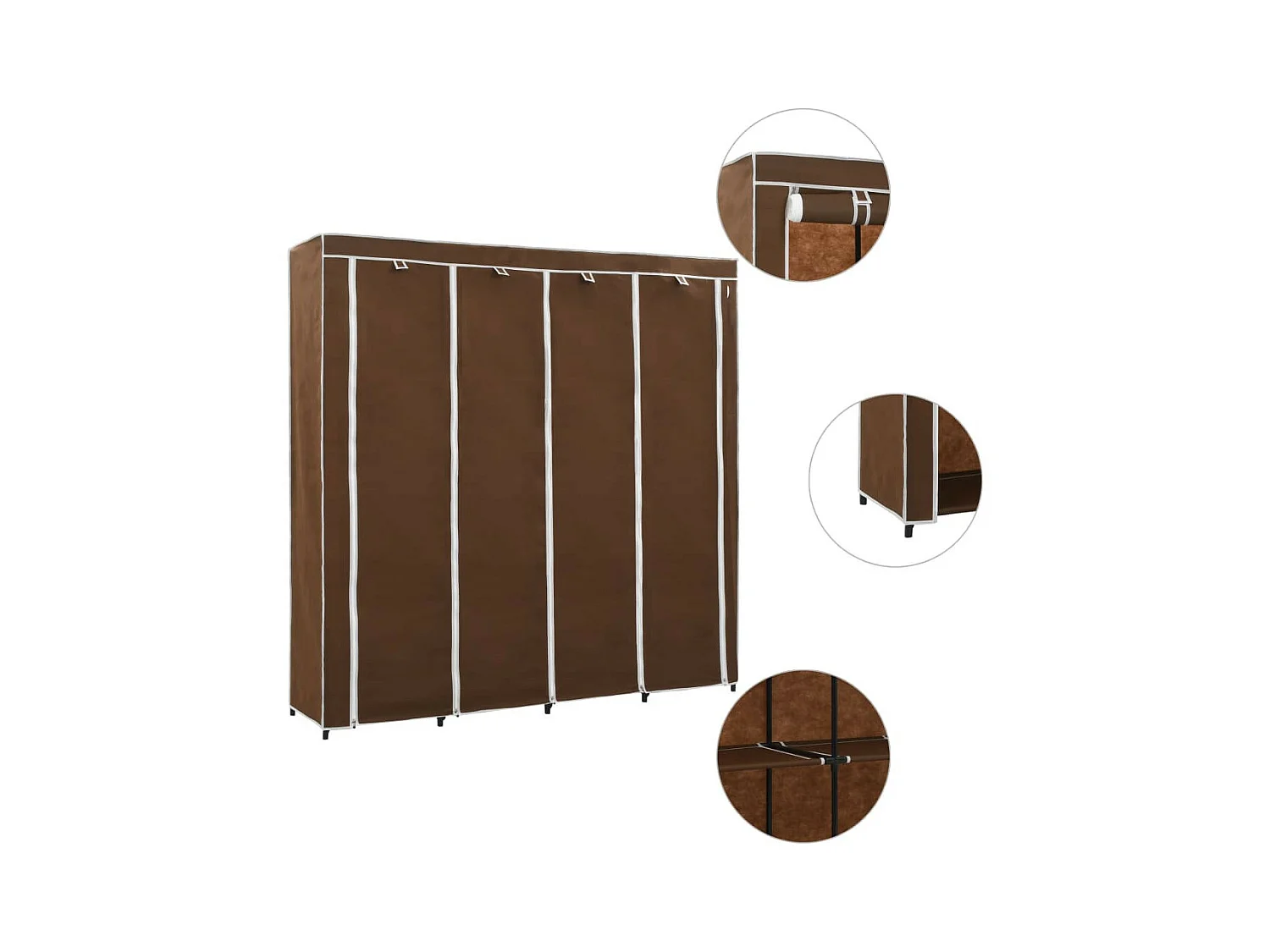 Garde-robe avec 4 compartiments Marron 175x45x170