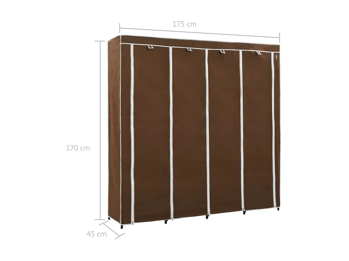Garde-robe avec 4 compartiments Marron 175x45x170