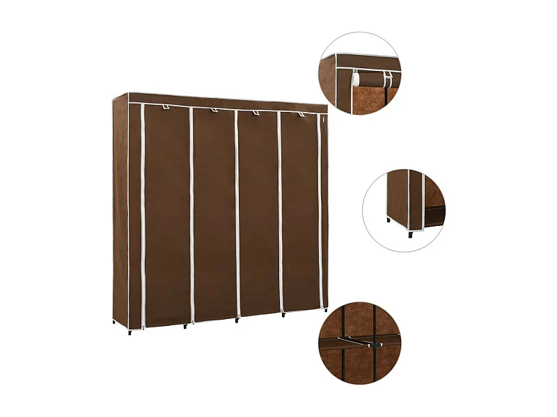 Garde-robe avec 4 compartiments Marron 175x45x170