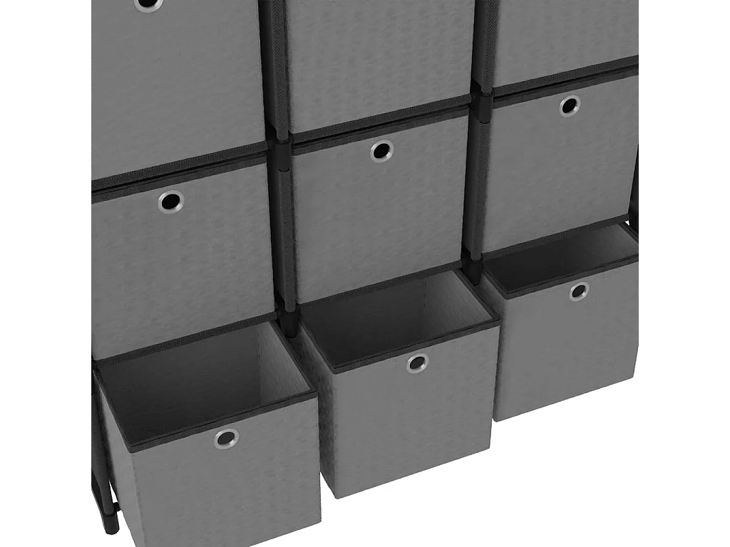 Étagère à 9 cubes avec boîtes Noir 103x30x107,5 Tissu