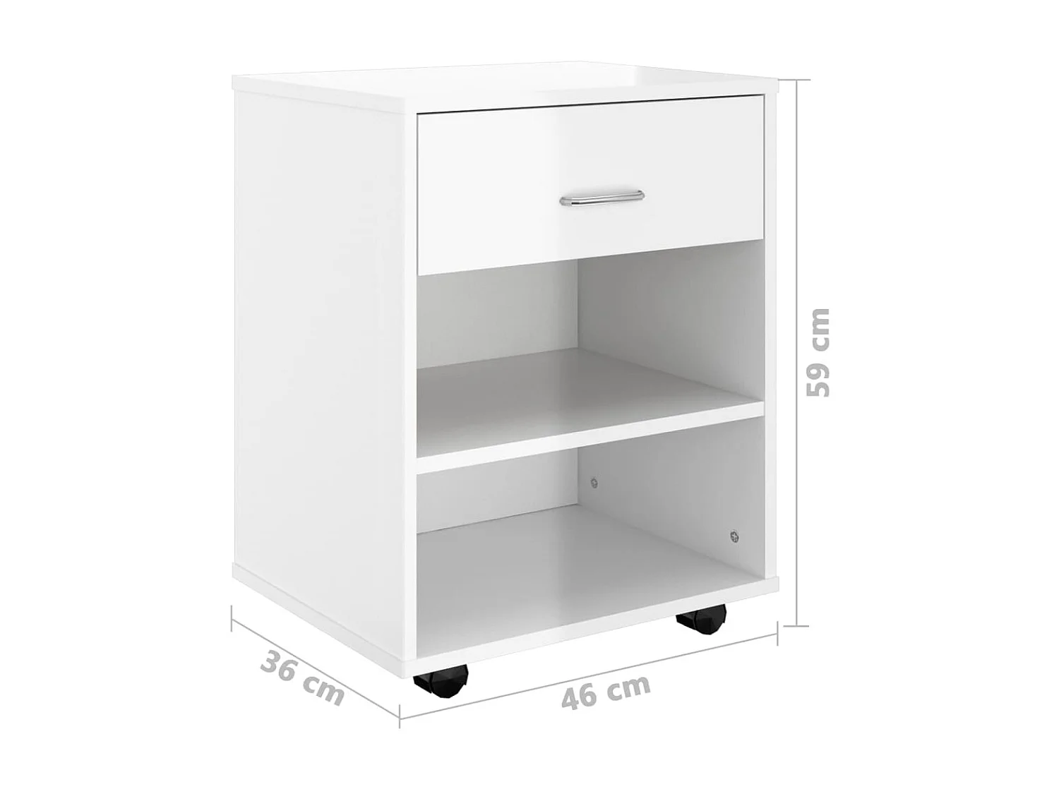 Armoire à roulettes Blanc brillant 46x36x59