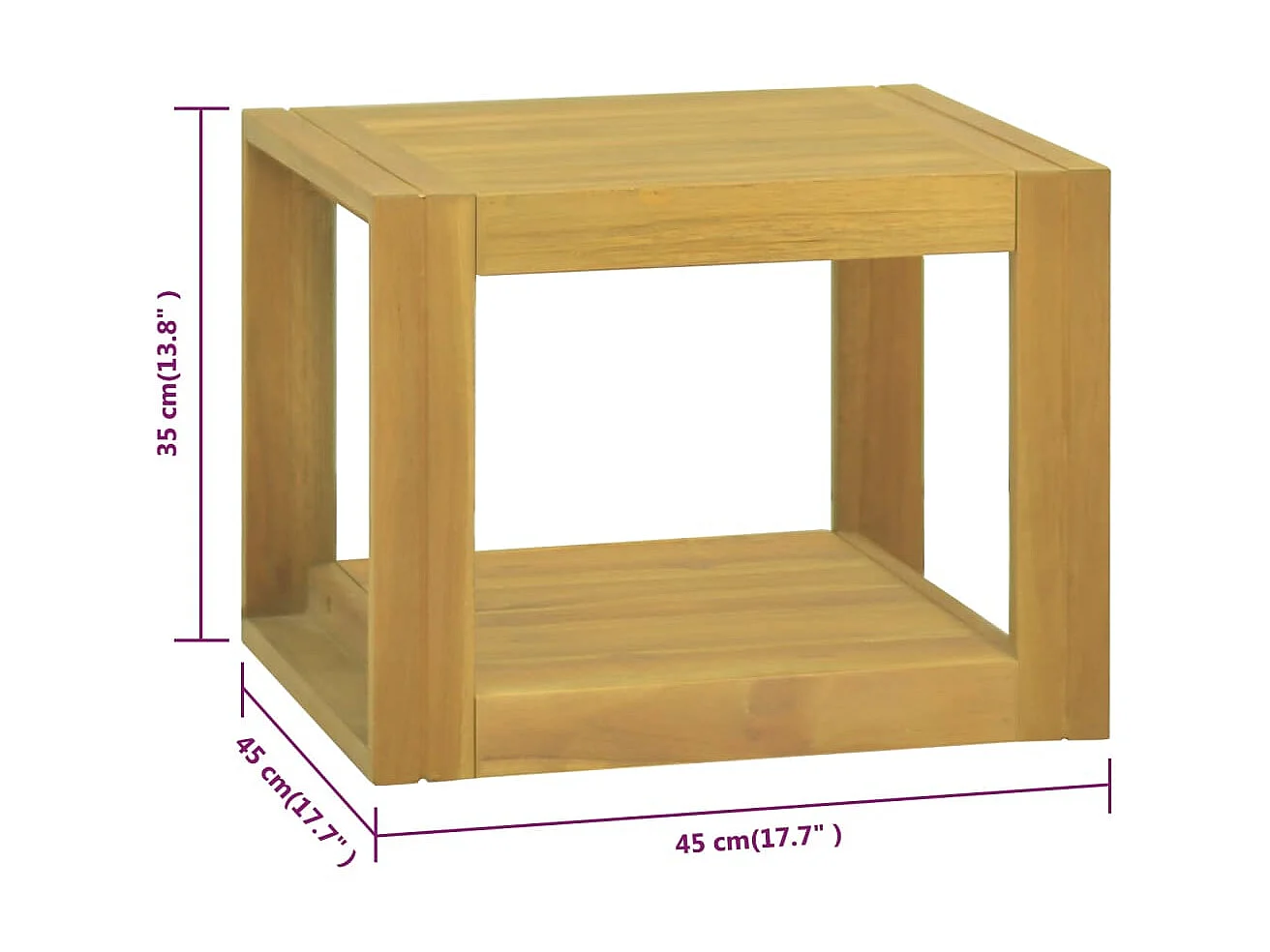 Armoire murale de salle de bain 45x45x35 Teck solide