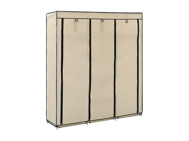 Armoire avec compartiments et barres Crème 150x45x175 Tissu
