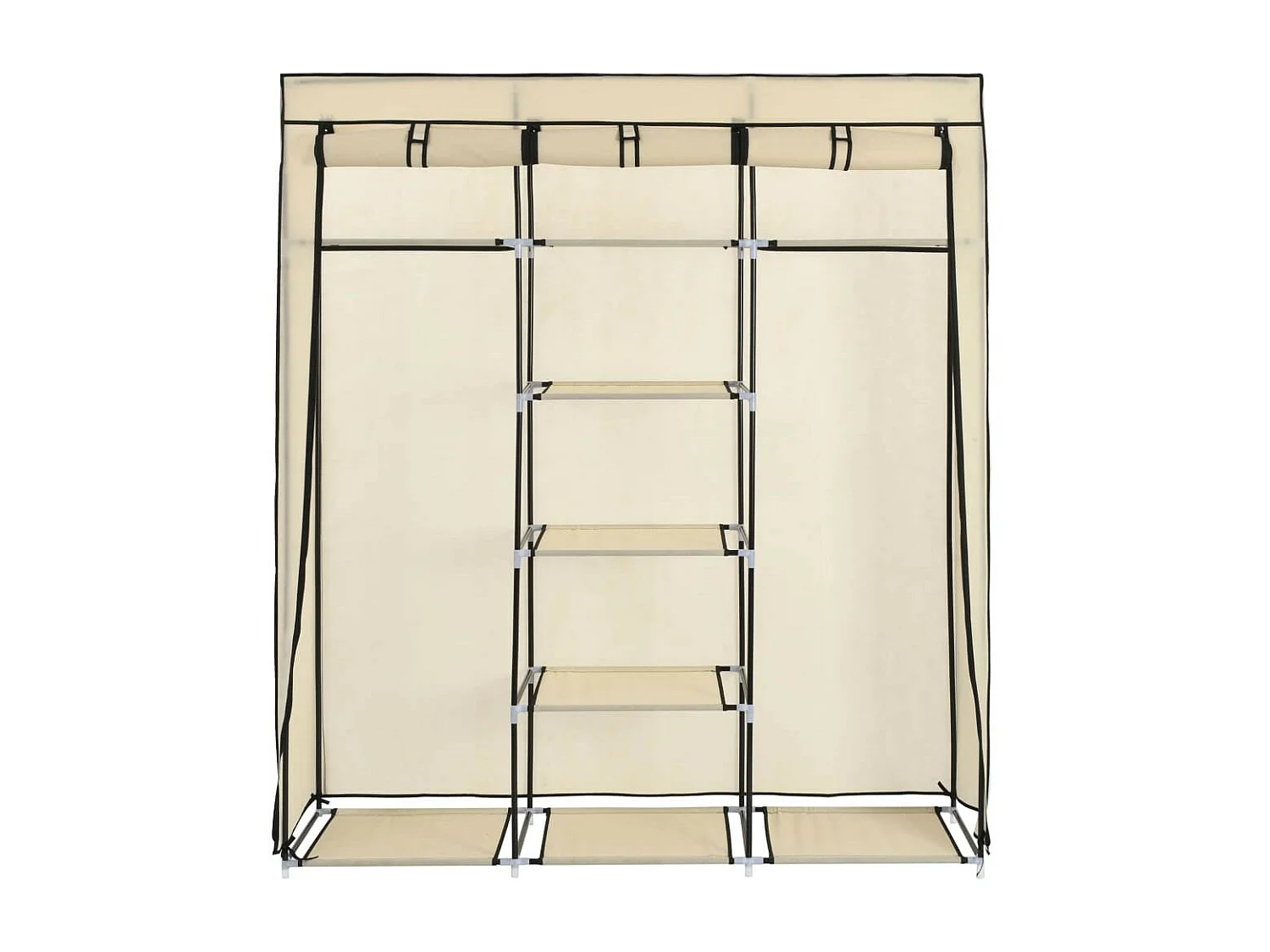 Armoire avec compartiments et barres Crème 150x45x175 Tissu
