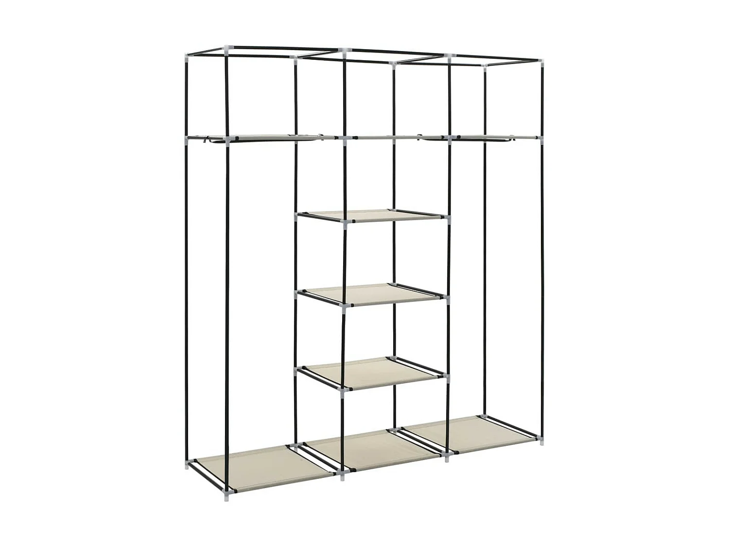 Armoire avec compartiments et barres Crème 150x45x175 Tissu