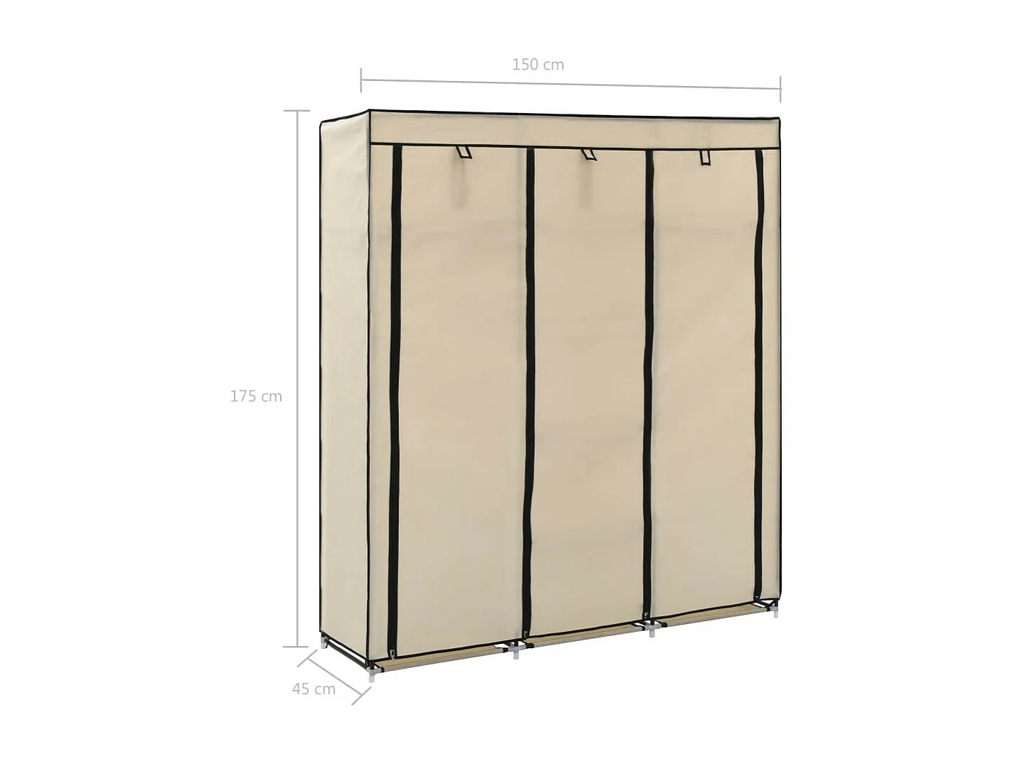 Armoire avec compartiments et barres Crème 150x45x175 Tissu