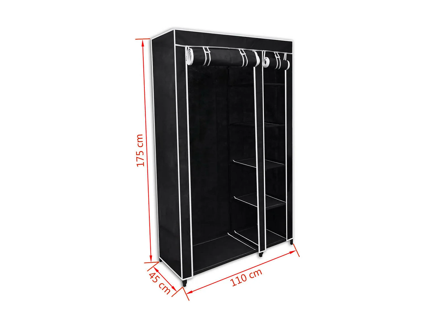 Garde-robe pliable Noir 110 x 45x175